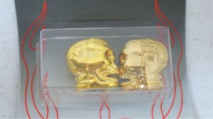 画像1: バルブキャップ" Skull Head / Gold"