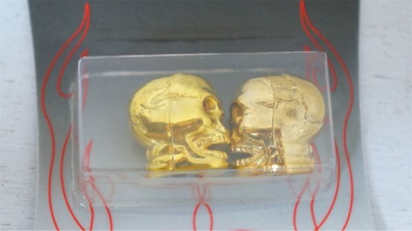 画像1: バルブキャップ" Skull Head / Gold" (1)